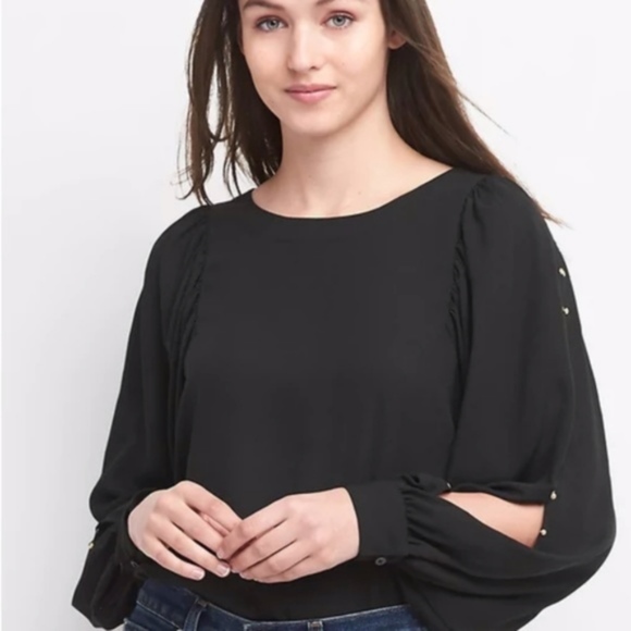 GAP Tops - 🆕 Gold Studded Long Sleeve Black Blouse